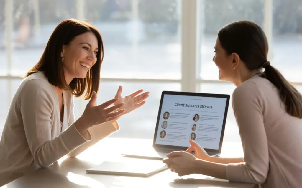 client is talking with the wellness coach